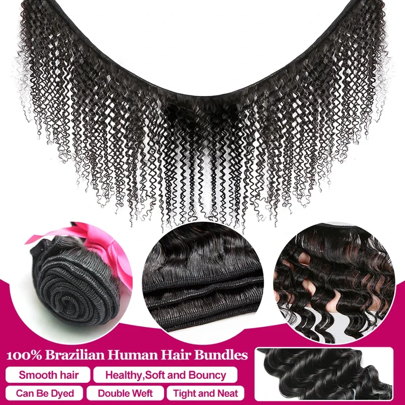 32 36 40 Inch Deep Wave Human Hair Bundles Brazilian Remy Unprocessed Weaving Curly Hair 1/2/3/4 Bundles Weave Extensions Deals image 4