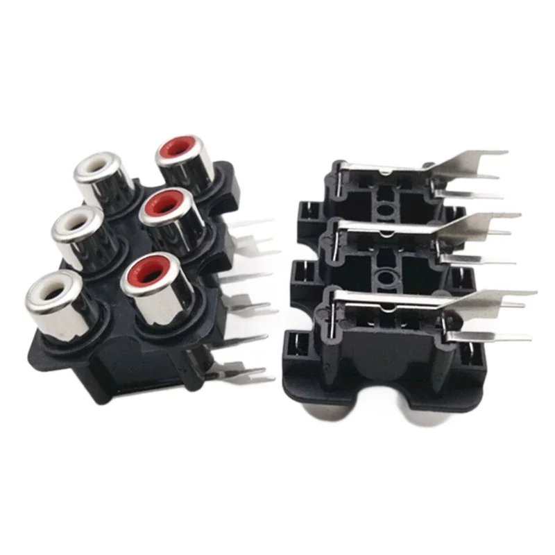 10PCS 6-Port RCA Female Socket Bent Pin AV6-7 6-Channel Lotus Audio Jack for Speaker Amplifier Signal Connection