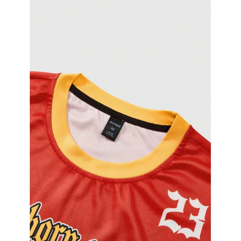 MEN Prep 2pcs/Set Men's Y2K Jersey Street Graphic Print Short Sleeve T-Shirts, Suitable For Everyday Wear In Spring/Summer