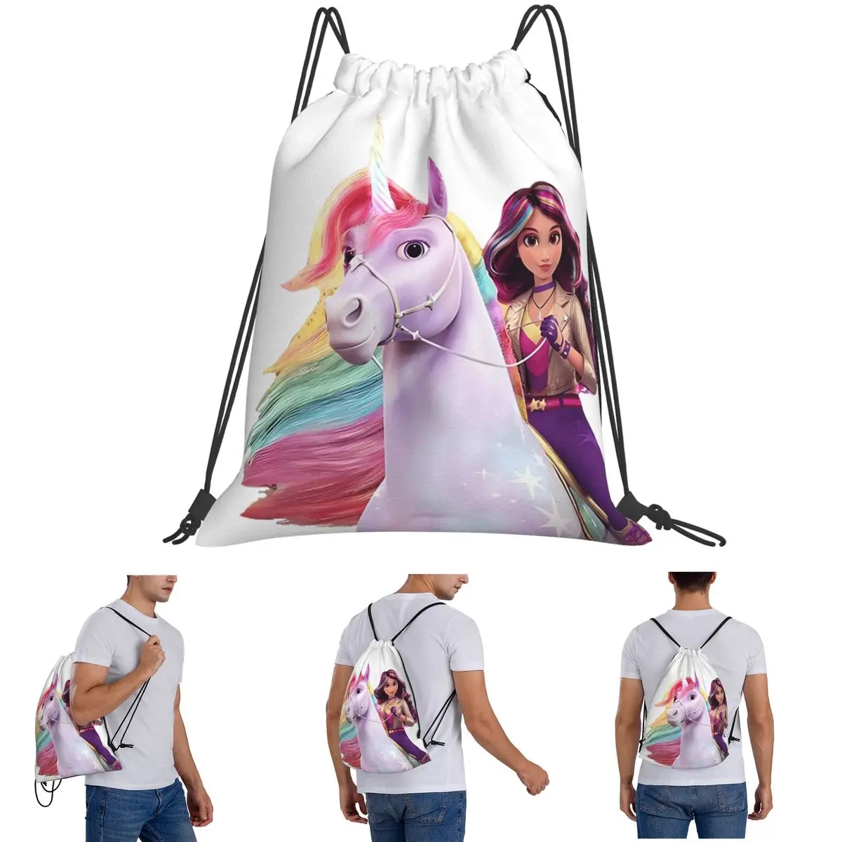 Unicorn Academy Sophia Wildstar Backpacks Casual Portable Drawstring Bundle Pocket