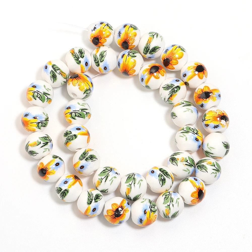 1 fio 6/8/10/12mm contas de cerâmica várias cores redondas soltas contas de porcelana azul e branca para diy jóias colar pulseira