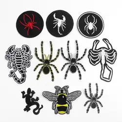 Insect Black Gold Spider Patch Lizard Scorpion Embroidery Patches For Clothing Animal Iron On Patches On Clothes Sticker