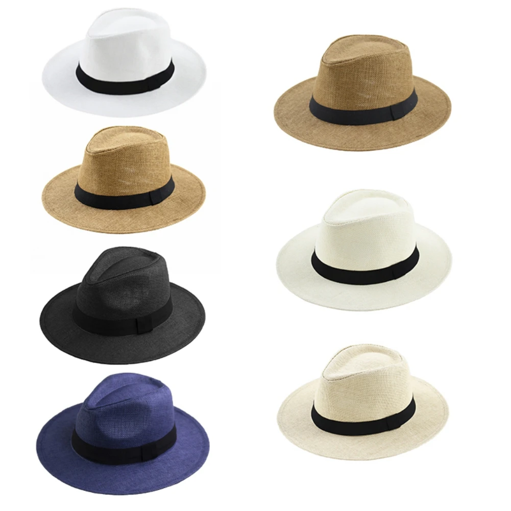 Summer Breathable Sunscreen Straw Hat for Men and Women Fashionable Sun Protection and UV Protection Hat Panama Hat