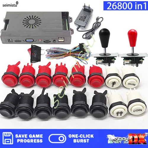 Kit Arcade 26800 en 1 Pandora Saga Box DX botones Arcade americanos Mame 5 pines 8 vías Joystick Arcade Pandora DX Kit 4 jugadores juego