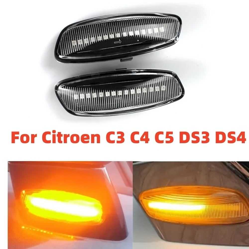 

Dynamic Turn Signal Blinker Light LED Side Marker Lamp 2PCS For Citroen C3 C4 C5 DS3 DS4 C3 C5 DS4 Peugeot 308 207 3008 5008 RCZ
