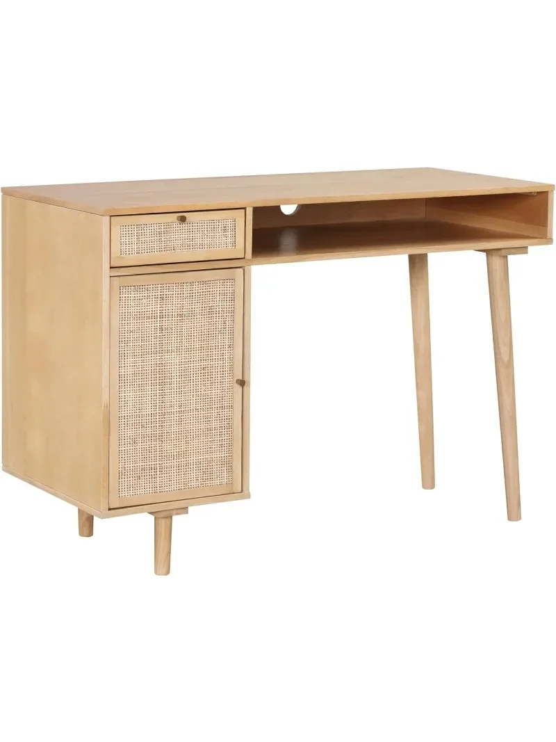 Jacklyn Modern Home Office Writing Desk, OneSize, Natural Brown