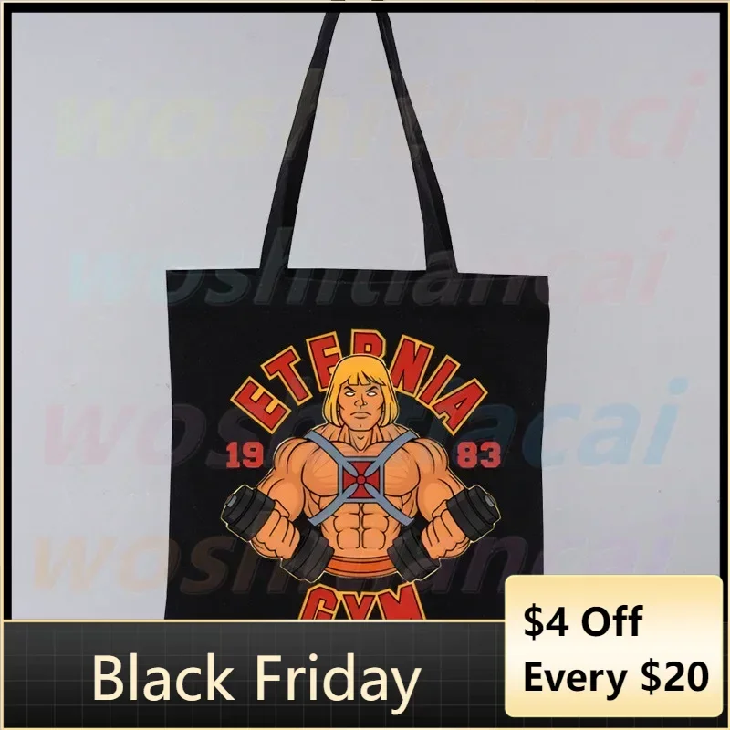 

Masters of The Universe Print Canvas Tote Skeletor He-Man Black Bags Casual She-Ra Female Girl Tote Eco Shopper Shoulder Bags