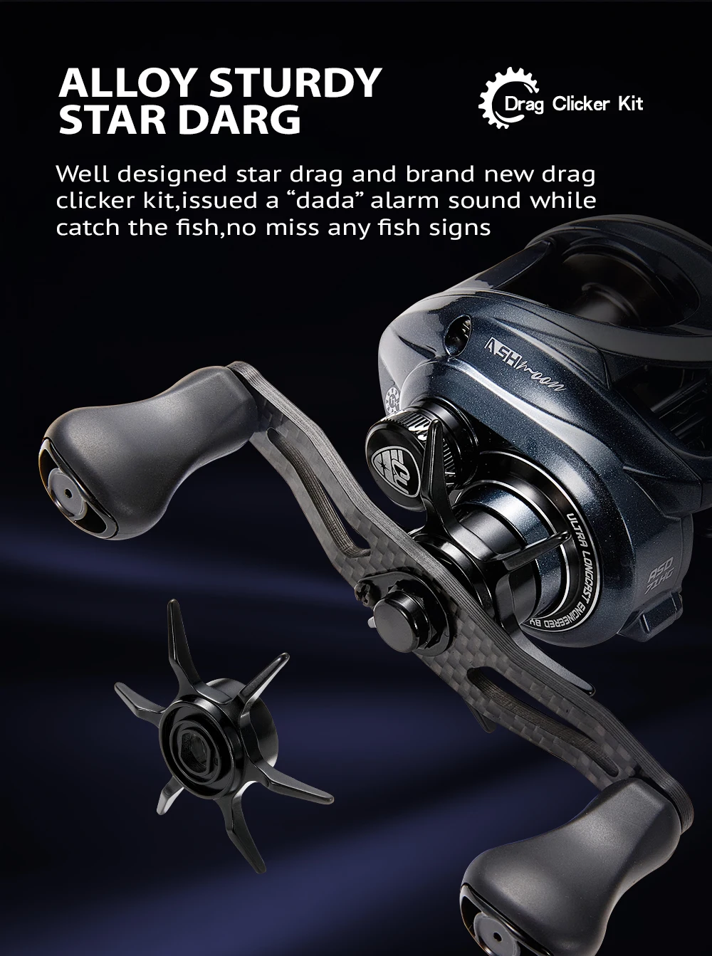 Cylius Ashmoon Total 13BB True Saltwater Proof Alloy Baitcasting Reel 6Kg Drag Power BFS Reel Long Cast Bass Pike Fishing Reel – Detail 4