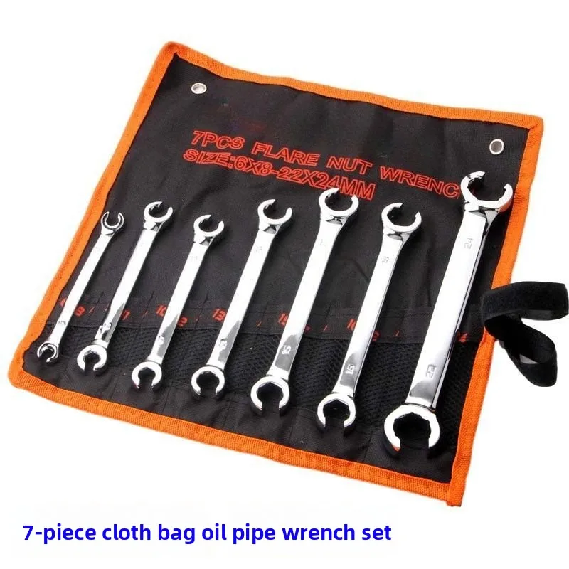 Wrench Double Head Opening Fork Stay Wrench 7-piece Set Bag Board Car Auto Repair Hardware Tools