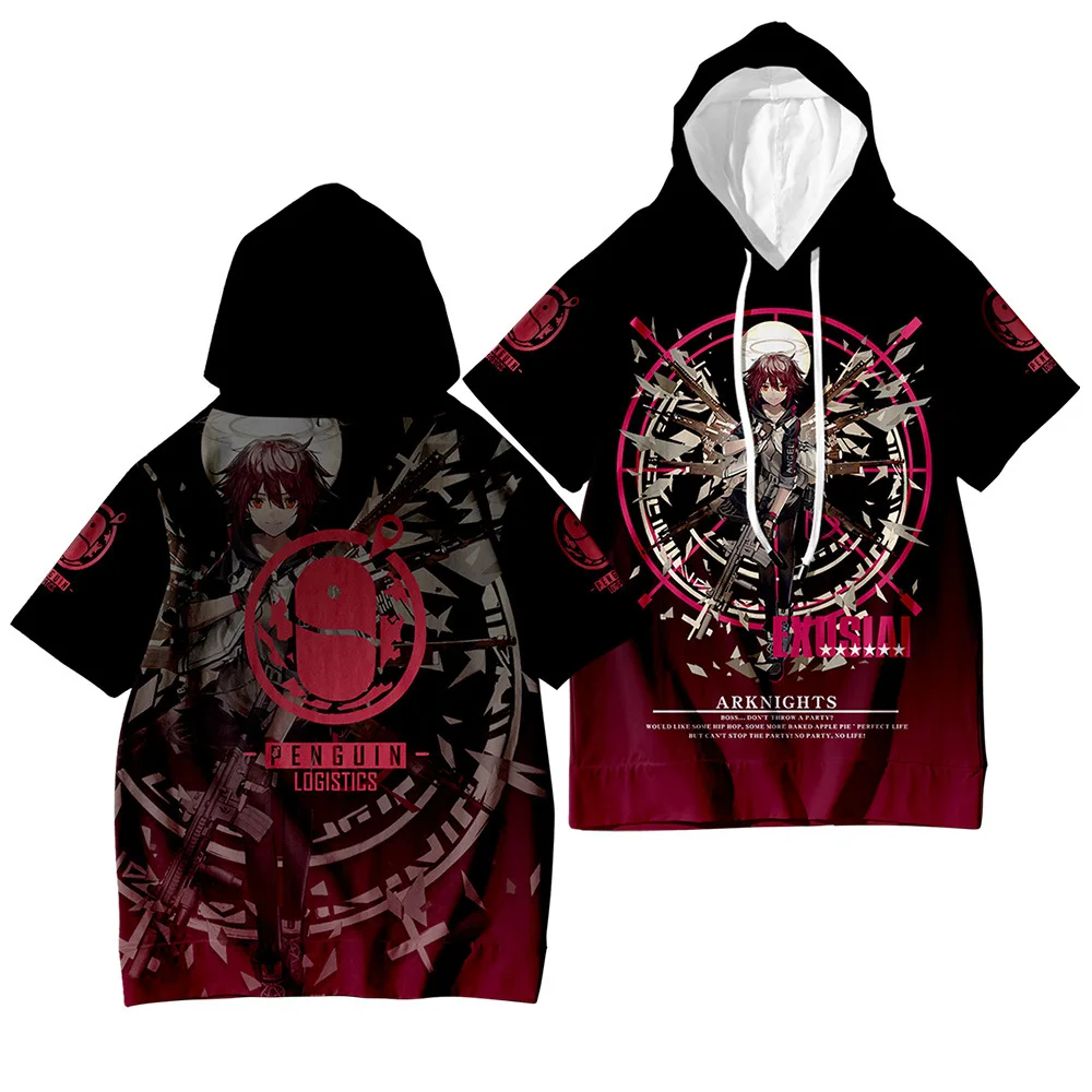 

Game Arknights Talulah Arutorias Cosplay Short Sleeve Hooded T Shirt Graphic Tees Unisex Loose Pullover Boys/Girls kids Tops