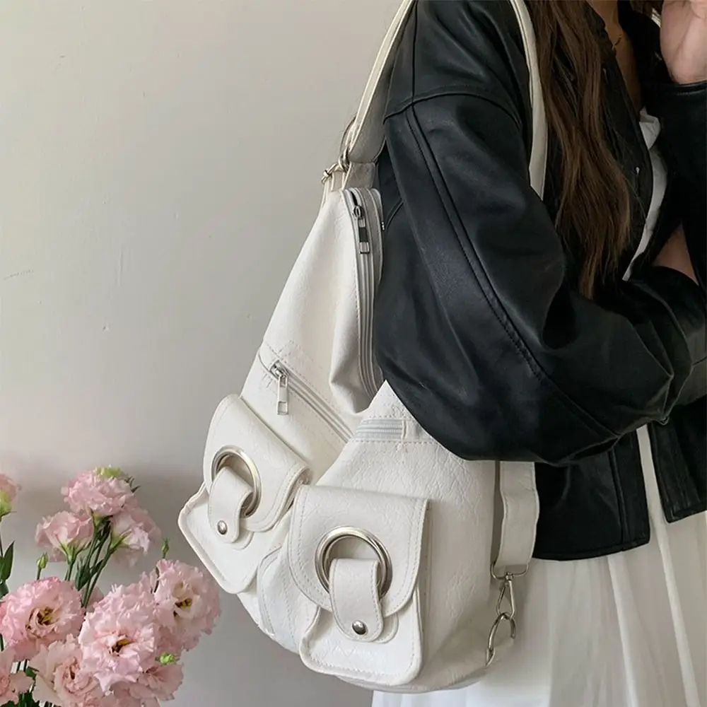 

Портативная сумка через плечо Y2K в стиле ретро, большая вместимость, винтажный рюкзак Spicy Girl, корейская сумка, мотоциклетная сумка для покупок