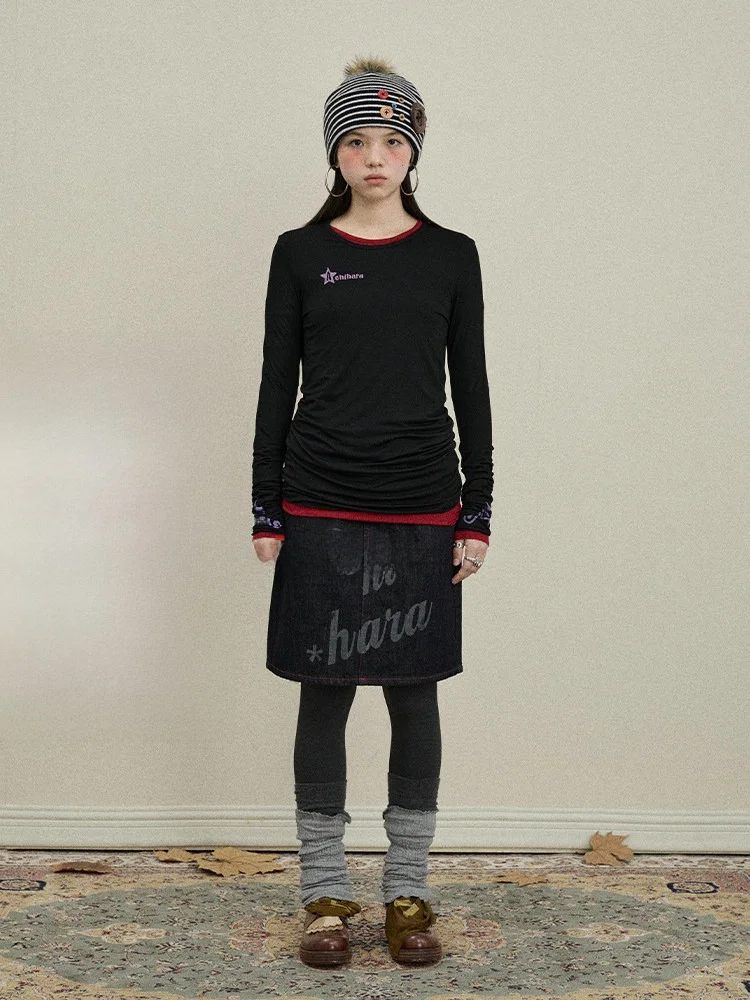 

Женская футболка Achihara Jelly Four-Color Long Sleeve из модала, для повседневной носки, осенняя новинка, модная, из смесового хлопка с эластичными волокнами