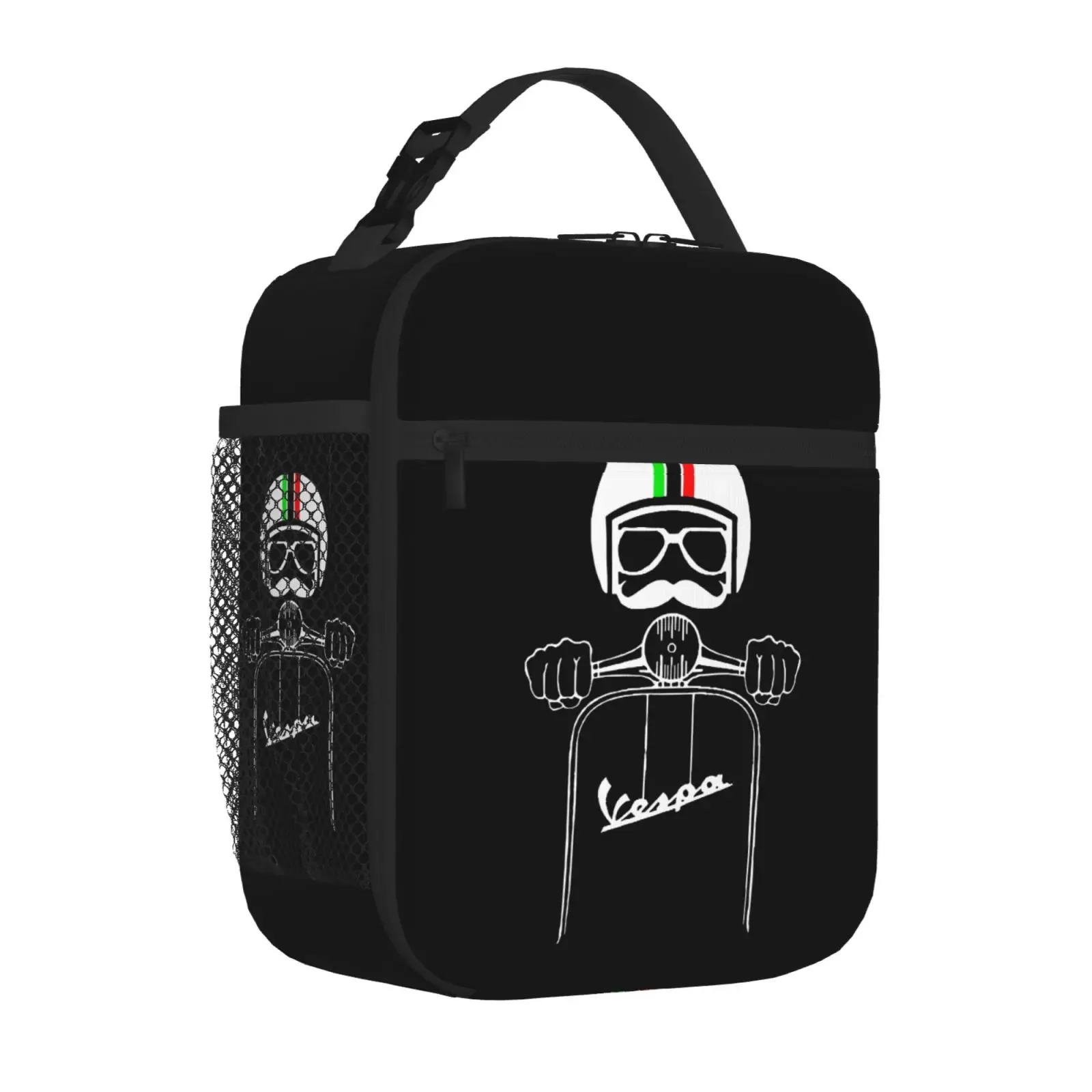 Custom Italy Italian Vespas Moto Motorcycle Insulated Lunch Bags Large Reusable Cooler Bag Tote Lunch Box Beach Outdoor Food Bag