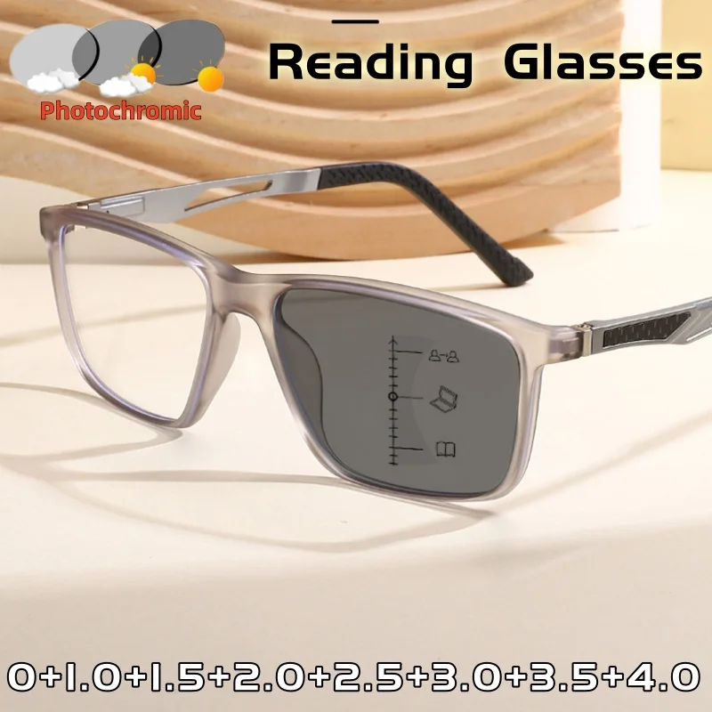 

Ultra-light TR90 High Quality Photochromic Multifocal Reading Glasses for Women and Men Eye Protection Eyeglasses 0 TO +4.0