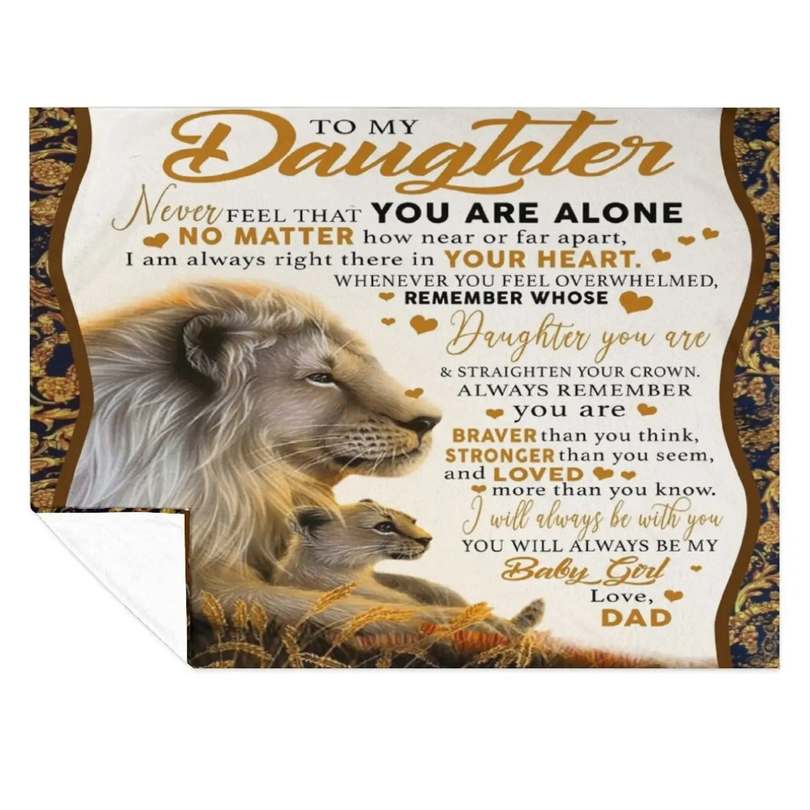 

to my daughter never feel that you are alone no matter how near or far apart- love dad Throw Blanket Luxury Designer Blankets