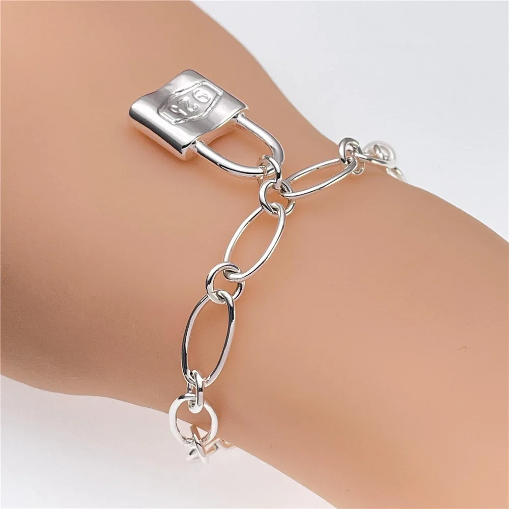 Wholesale 925 sterling Silver originality Lock Bracelets for Women Fashion niche Jewelry Wedding Engagement party Christmas gift