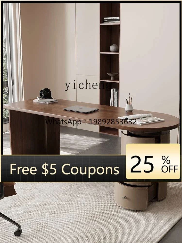 

O2-10 antique desk writing table solid wood office saddle leather computer table double living room long table