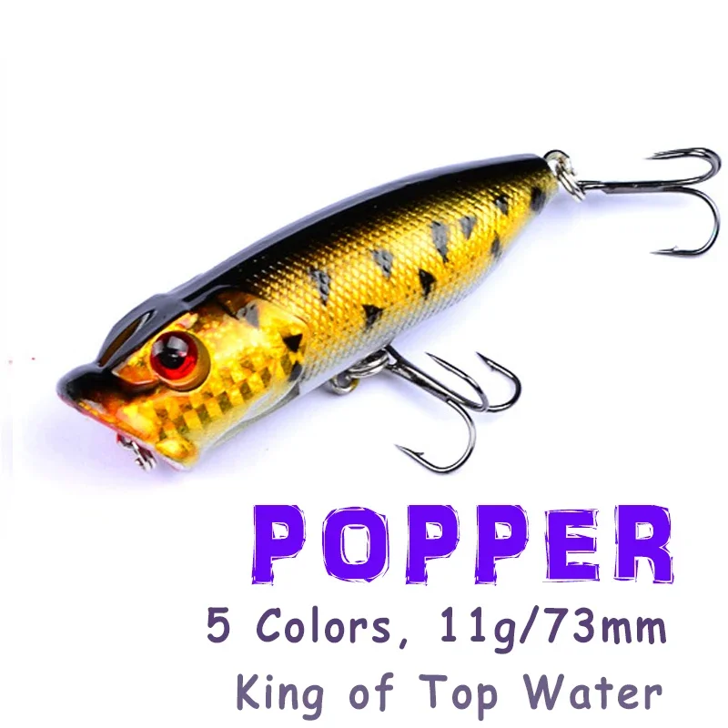 Clearance sale Hot 7.3cm/11G Classic Popa Popper Artificial Top Water Bait  Fishing Lures  Accessories  Tuna Swimbait dxp001