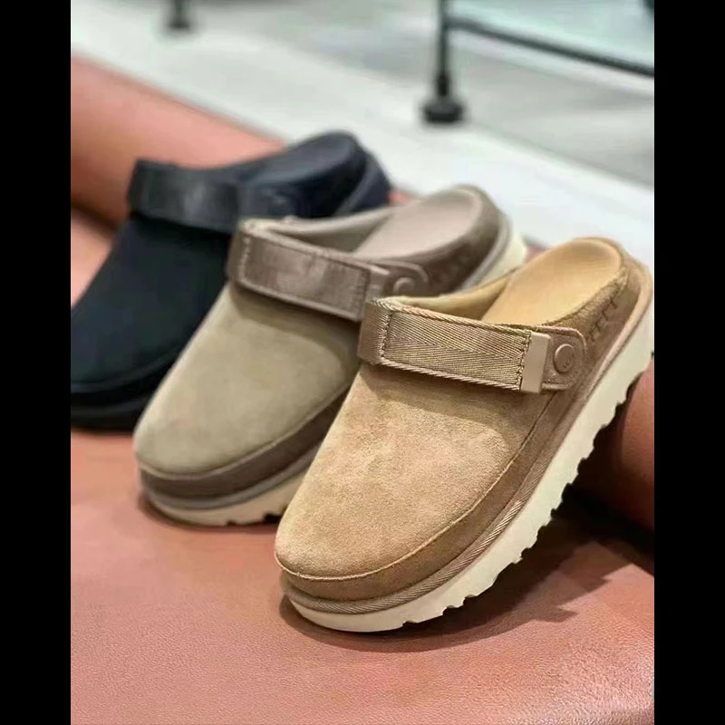 Damen Leder Birke Wrap Toe Hausschuhe Herren Komfort lässig Outdoor Sandalen Damen dicken Klett