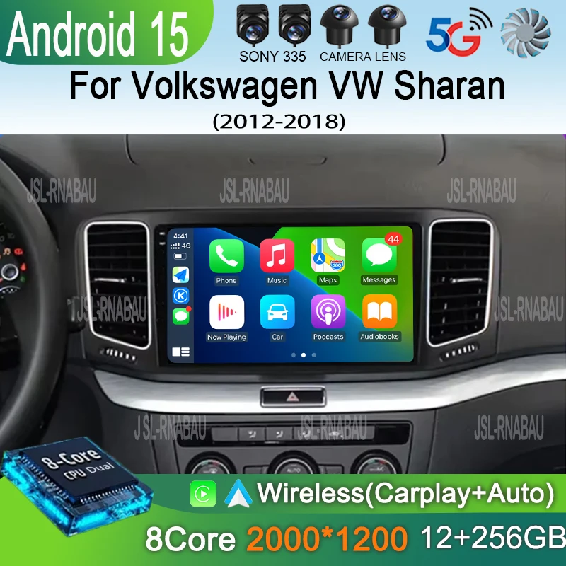 

Car Radio Android 15 Carplay For Volkswagen VW Sharan 2012 - 2018 Navigation GPS Multimedia Player WiFi+4G BT stereo 360 Camera