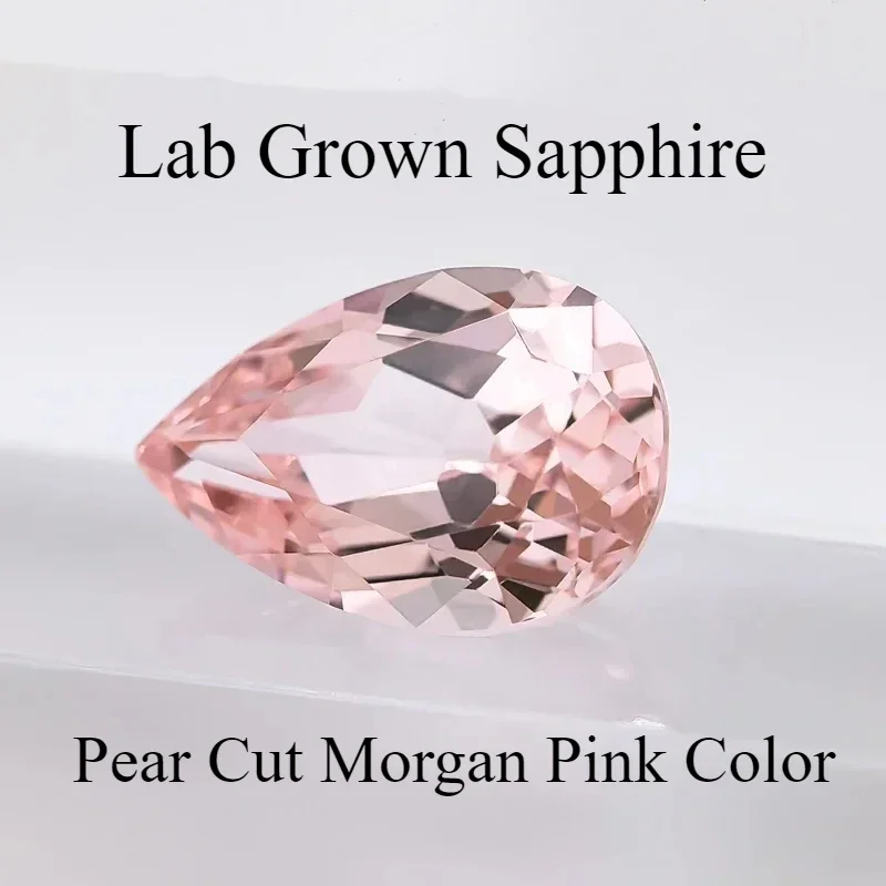 

Lab Grown Sapphire Pear Cut Morgan Pink VVS1 Charms Gemstone for DIY Advanced Jewelry Making Materials Selectable AGLCertificate