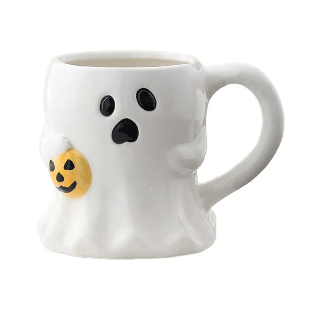 Ceramic Elf Mug Halloween Ceramic Mug with Lid Cute Ghost Pumpkin Coffee Cup Reusable Spooky Drinkware for Halloween Party Gifts