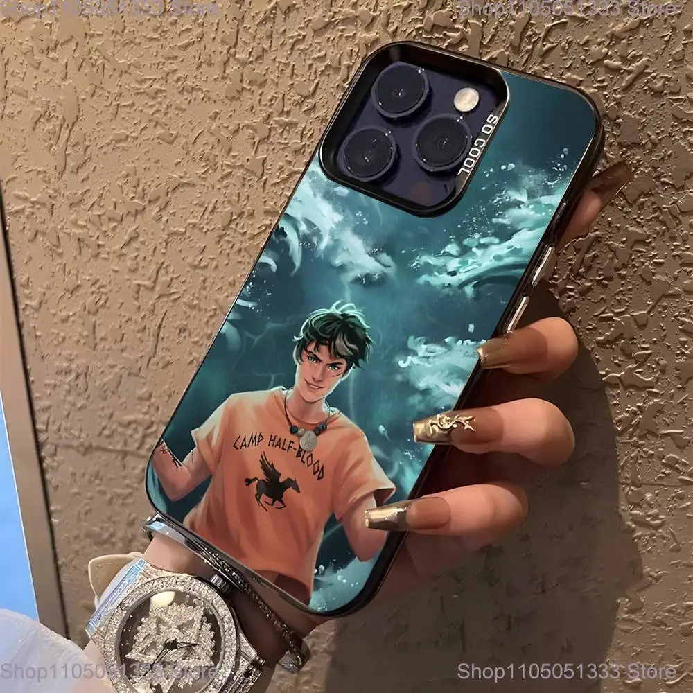 حافظة هاتف أنيمي P-Percy J-Jackson لهواتف iPhone 16,15,14,13,12,11,Pro,XS,Max,Plus,Mini,SE غطاء مقاوم للصدمات من الحلوى السوداء غير اللامعة