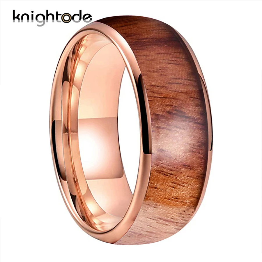 

Classic Nature Wood 8mm 3 Colors Choose Tungsten Wedding Band For Women Men Engagement Ring Dome Polished Finish Wholesale