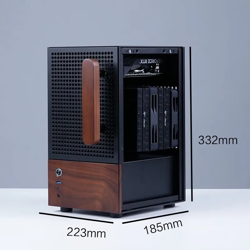 JONSBO T6 Black ITX Handle Chassis Computer Case 3mm Aluminum