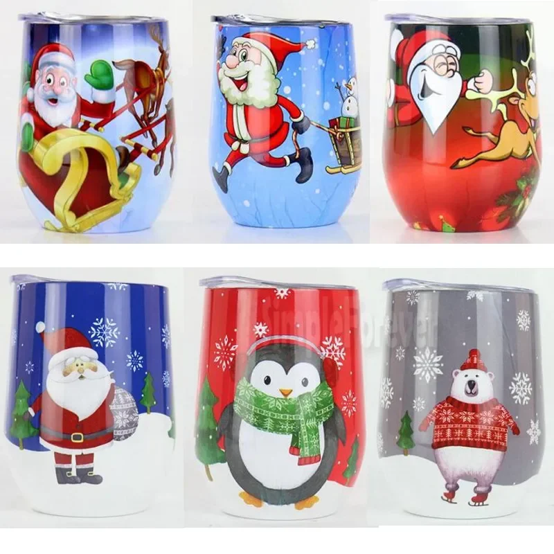 20pcs Christmas Party 9oz Egg Cups Wine Tumbler Wine Glass Wall Stainless Steel Vacuum Insulated Tumbler Mugs Coffee Wine Cups
