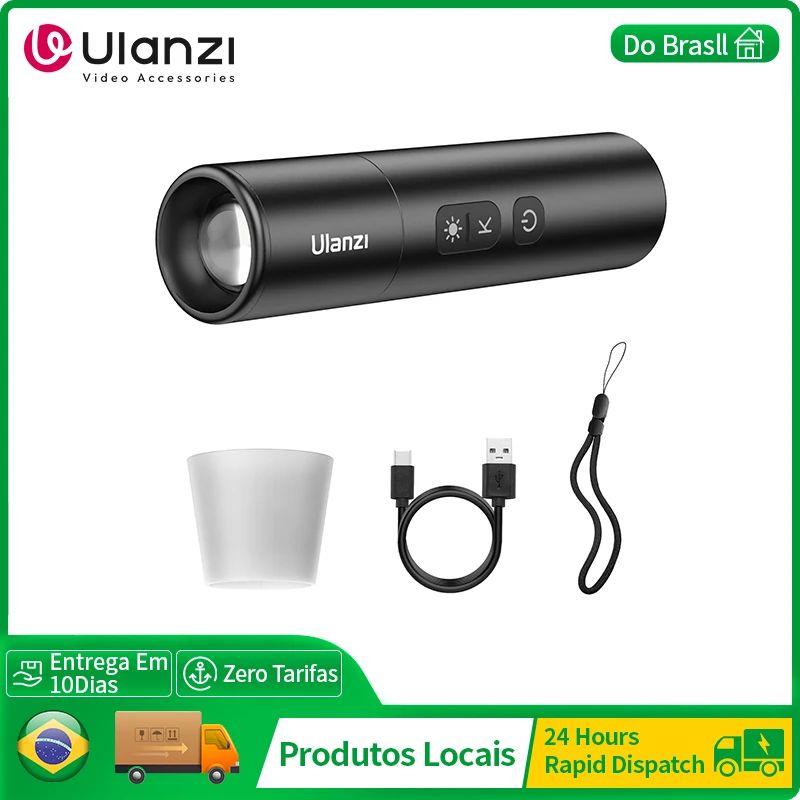 Ulanzi LM07 Videography Flashlight Zoomable Photography Fill Light Ambience Light with 1/4'' Thread for Camera Stand Cage