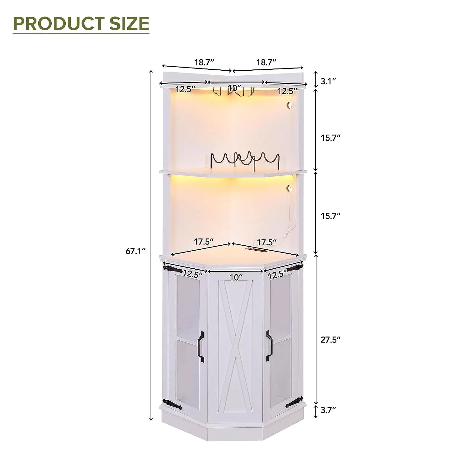 LED Corner Wine Cabinet Bar Storage Buffet Sideboard Cupboard, Customized