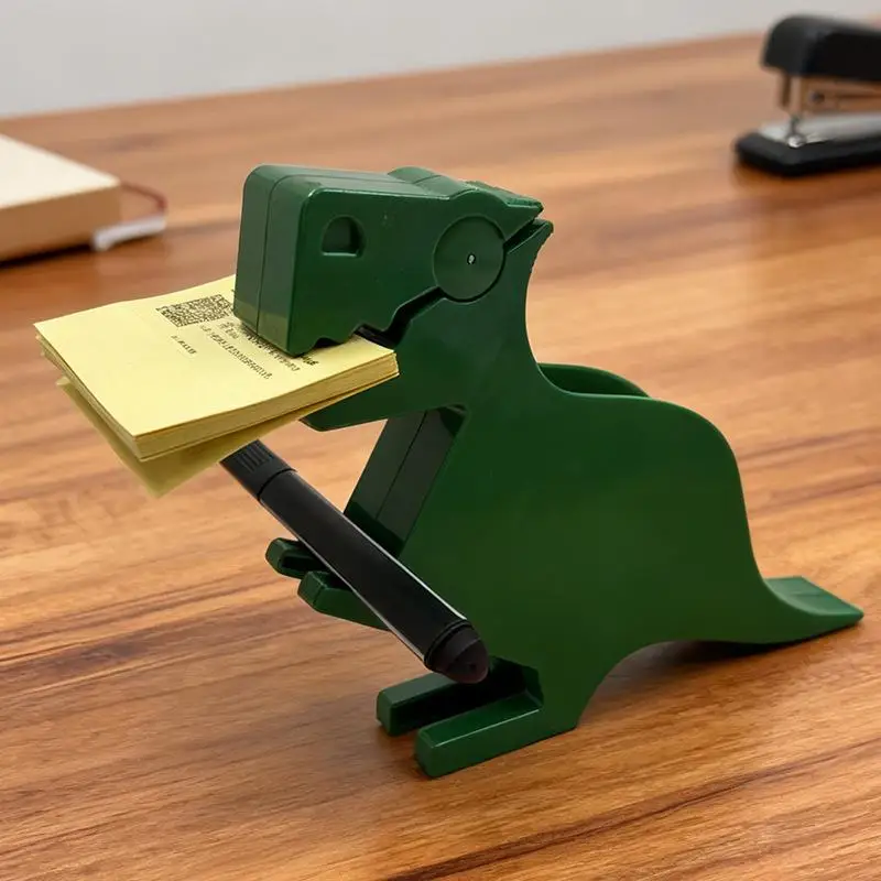 Desktop Sticky Note Holder, Green Dinosaur-shaped Creative Business Card Holder, Organizer, Fun Desktop Decoration.