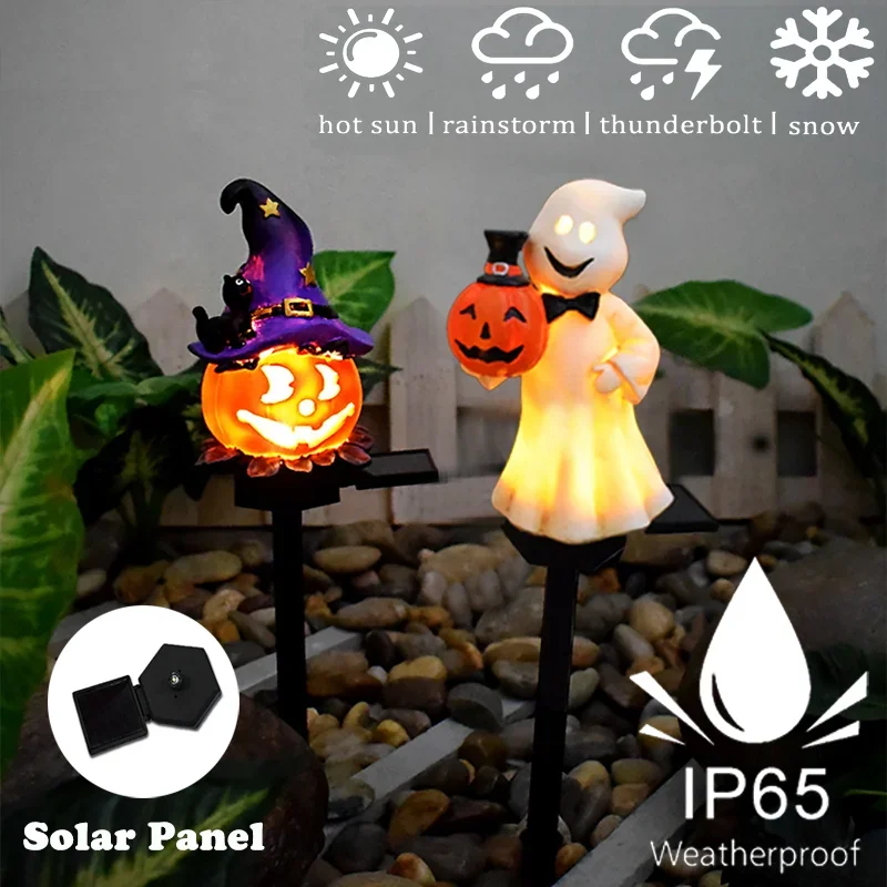 

2024 Halloween Solar Lamp Waterproof Pumpkin Stake Lights Festival Decoration for Garden Balcony Yard Lawn Pathway Party Decor