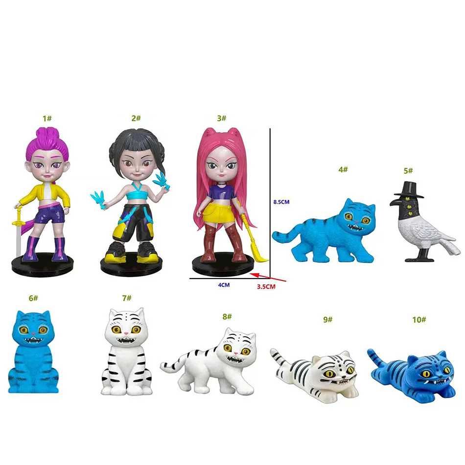 7-10 unids/set Kpop Demon Hunters figura de acción de juguete Derpys Tiger Rumi Mira Zoey Sussy estatuilla muñeca para seguidores regalo estatuilla ornamento
