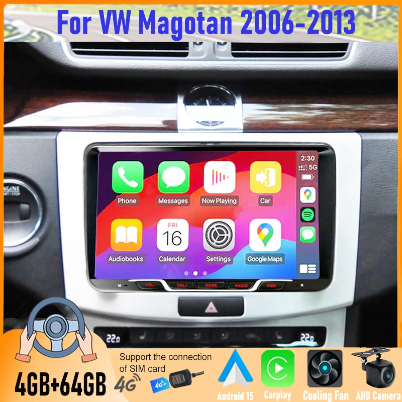 

9 Inch Android Car Radio for VW Magotan 2006-2013 with GPS Navigation BT WiFi FM AM RDS Touch Screen Multimedia Player Head Unit