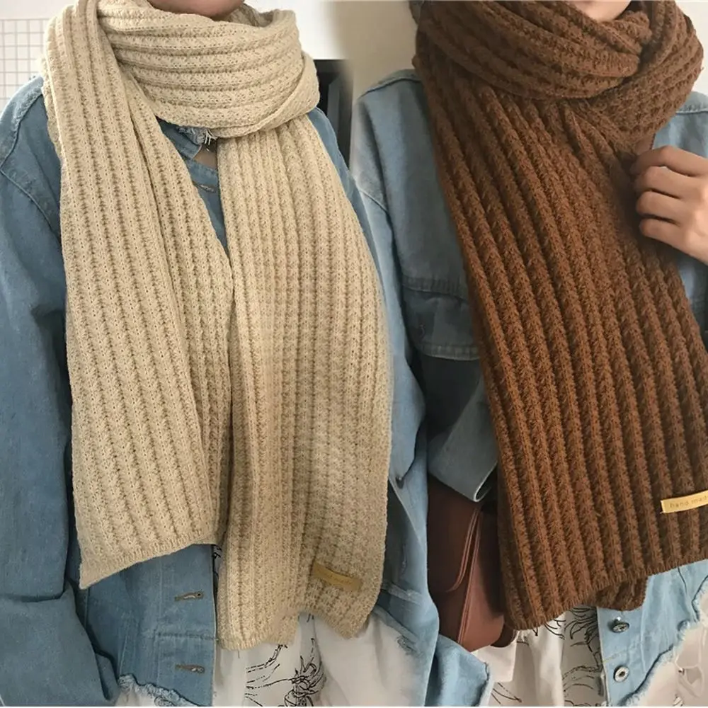 Fashion Thickened Knitted Scarf Winter Warm Outdoor Women Scarf Wraps Vintage Neckerchief Male and Female