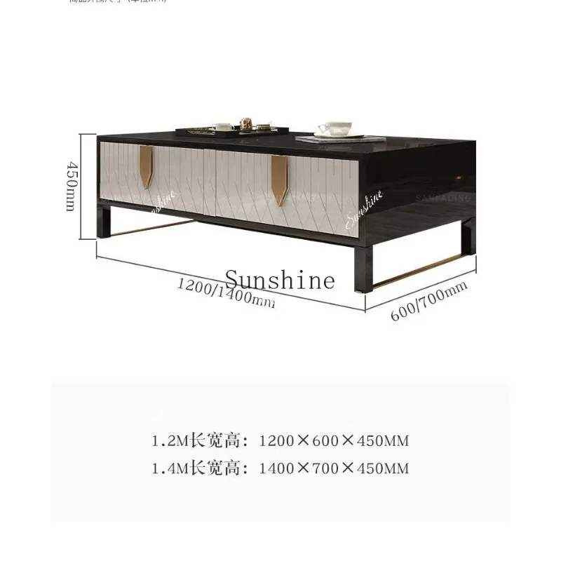 Italian light luxury coffee table TV cabinet combination living room home American solid wood table  FT