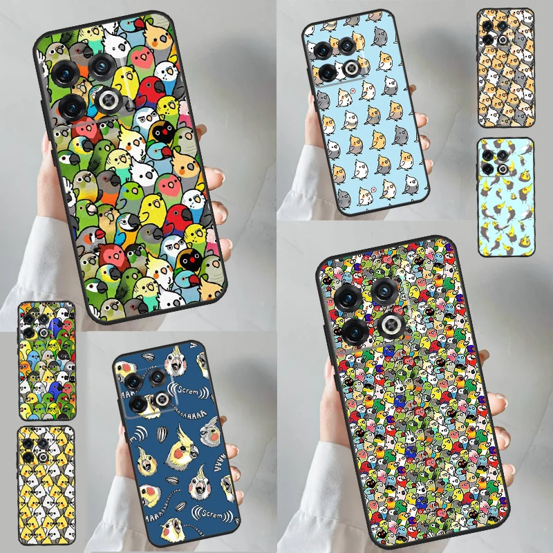 Cartoon Cockatiel Collage Case For OnePlus 8T 10T 9R 10R 12R 11 12 9 10 Pro Nord CE 2 3 Lite CE4 2T N10 N20 N30 Cover