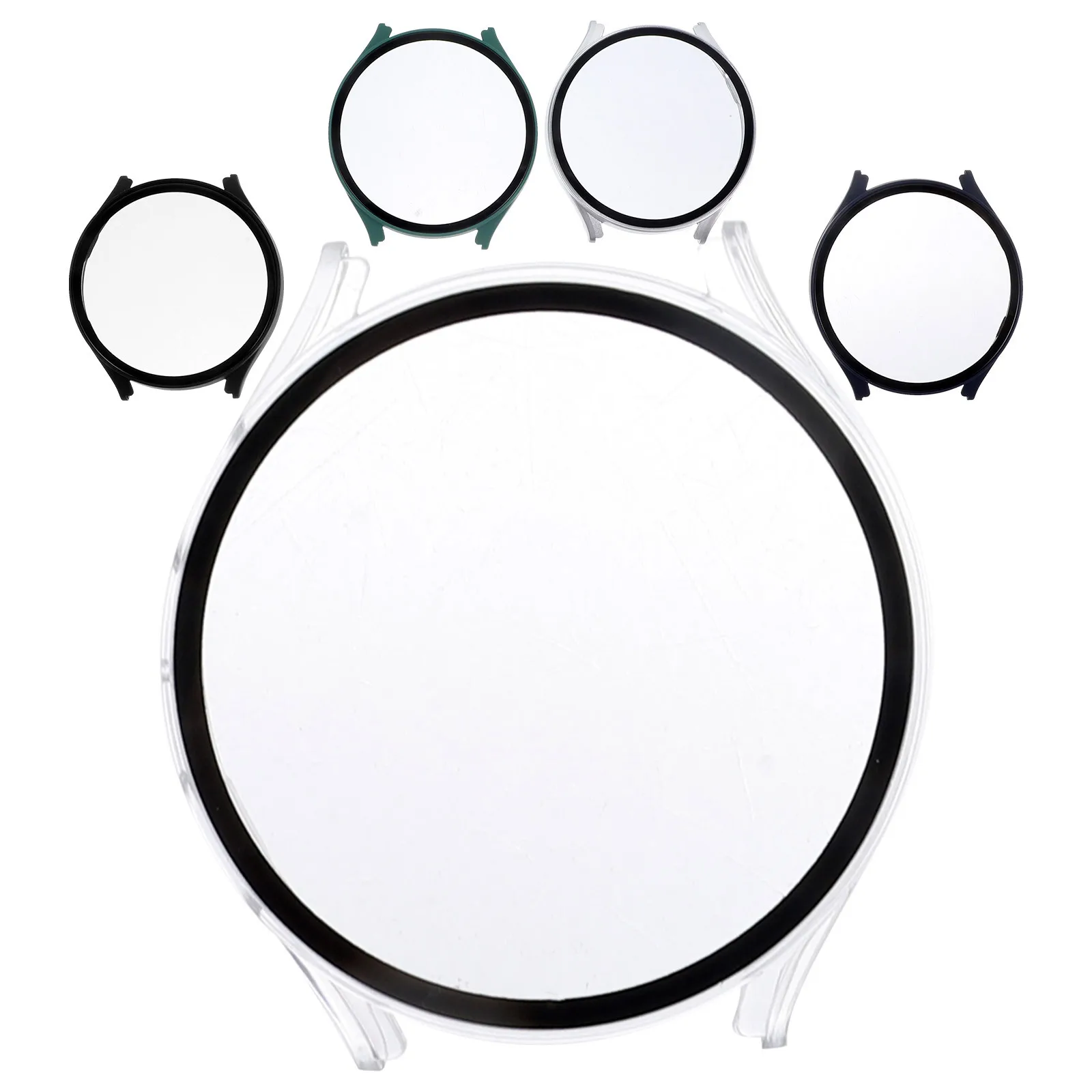 5Pcs 시계 화면 보호기 강화 유리 Pc 범퍼 프레임 44mm 풀 커버리지 보호 필름 스크래치 방지 시계 프레임