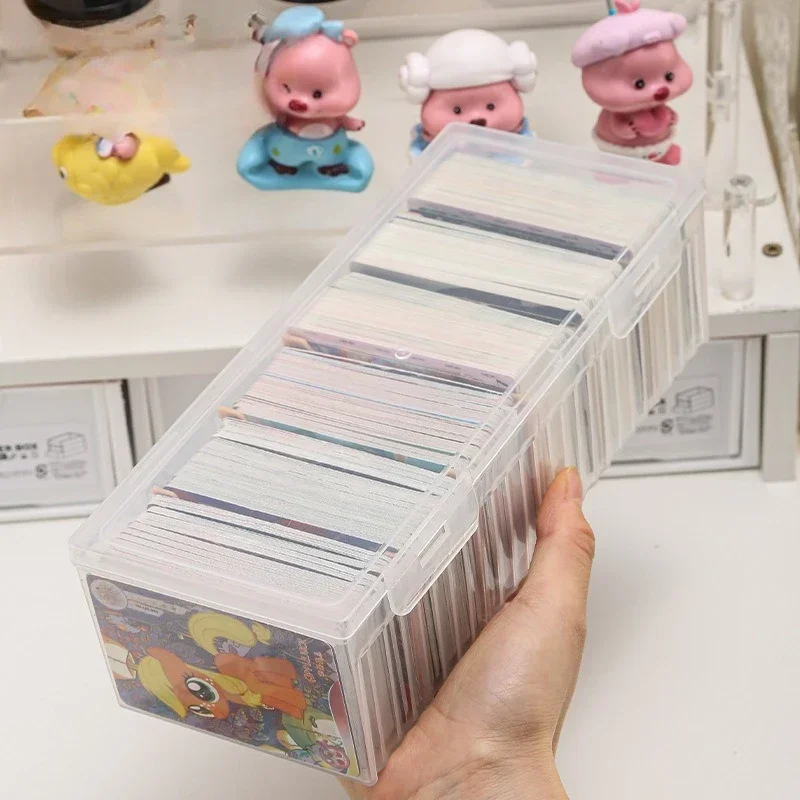 Caja organizadora compartimentada de plástico transparente, caja de almacenamiento para más de 550 tarjetas de juego con divisor ajustable para tarjetas, 1 ud.