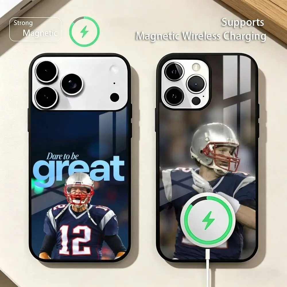 

American football T-Tom B-Brady Phone Case For iPhone17,16,15,14,13,12,11 Plus,Pro Compatible with magnetic wireless charging