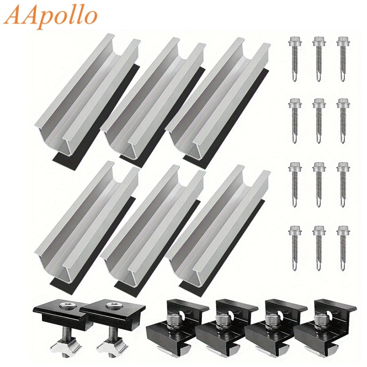 6/12 Pcs Solar Panel Bracket Kit Aluminium Mounting Rail 30mm/35mm End Clamps Brackets for Flat Roof PV Mounting Rail