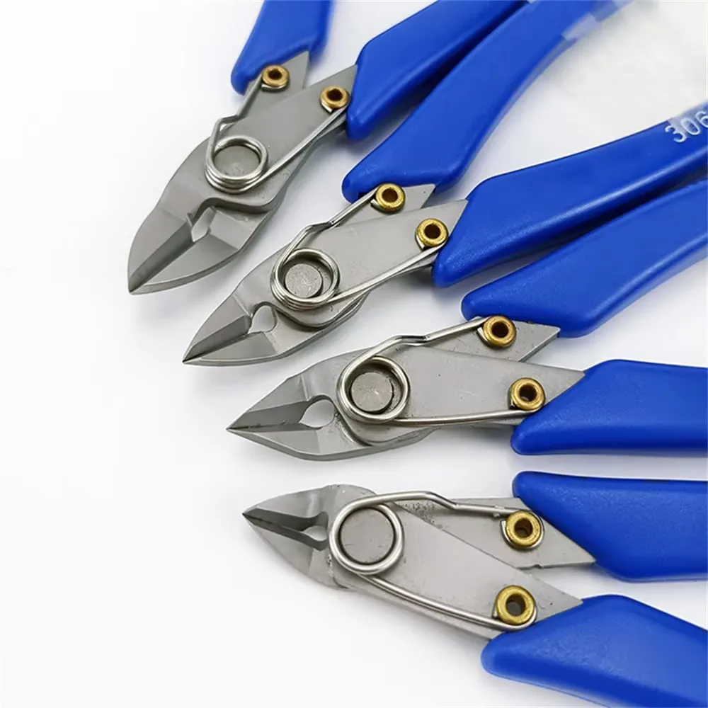 Flush Cutter, Wire Cutter, Micro Cutter, Stainless Steel Side Cutter, Spring-loaded Silicone Handle Sprue Cutting Pliers