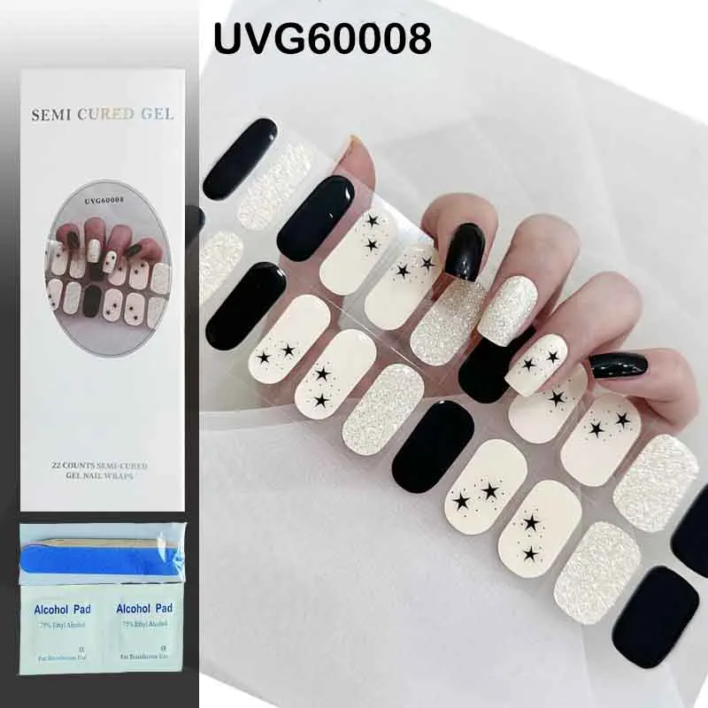 Semi Cured Gel Nail Stickers Self Adhesive Manicure Decoracion Nail Strips Nail Sticker Nail Supplies Harden In UV Lamp Need