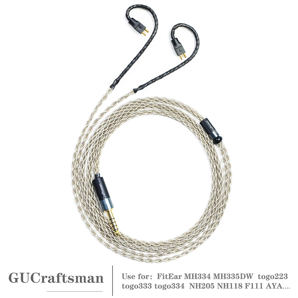 

GUCraftsman 6N Single Crystal Silver Earphone Replacement Cables for FitEar MH334 MH335DW togo334 Private 223 Private 333 F111