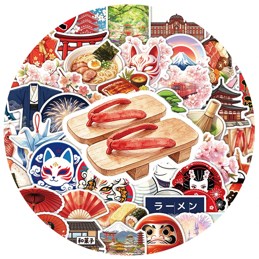 10/30/50pcs Japanese Style Culture Cartoon Stickers Cute Creative Decals Waterproof DIY Stationery Guitar Phone Graffiti Sticker