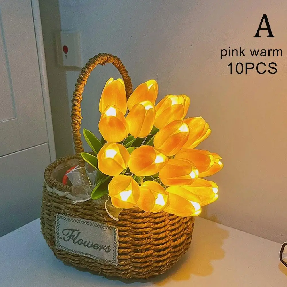 

LED Tulip Flowers Night Light Simulation PU Artificial Bouquet Table Lamp For Wedding Valentine's Day Birthday Gift Decor