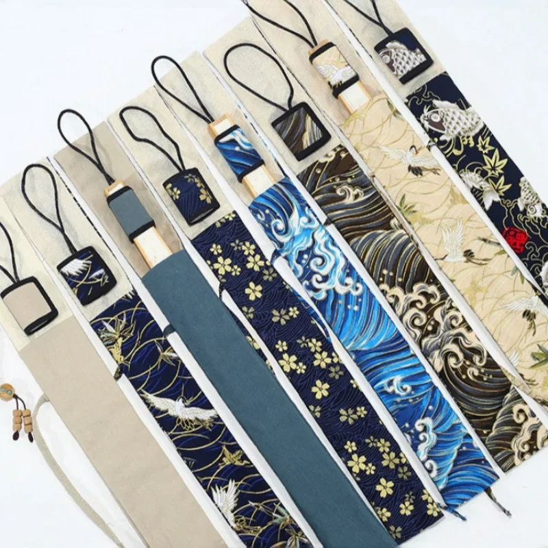 

Folding Fan Storage Bag Buckle Vintage Dustproof Carry Bags Bamboo Fans Protection Pouch Cover Wedding Party Gifts