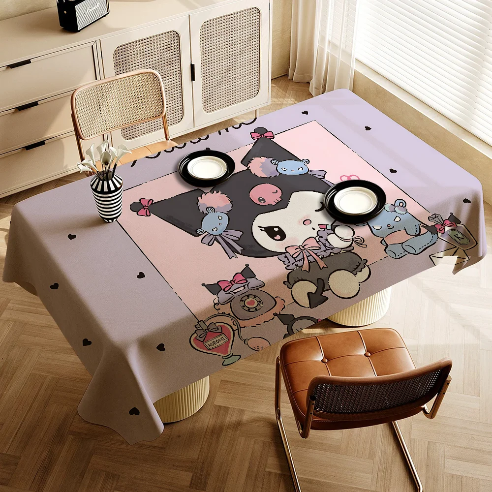 

Classic Cute Character K-Kuromi-I Themed Polyester Tablecloths Cute Designs For Home Kitchens Dining Rooms Patios Tablecloth